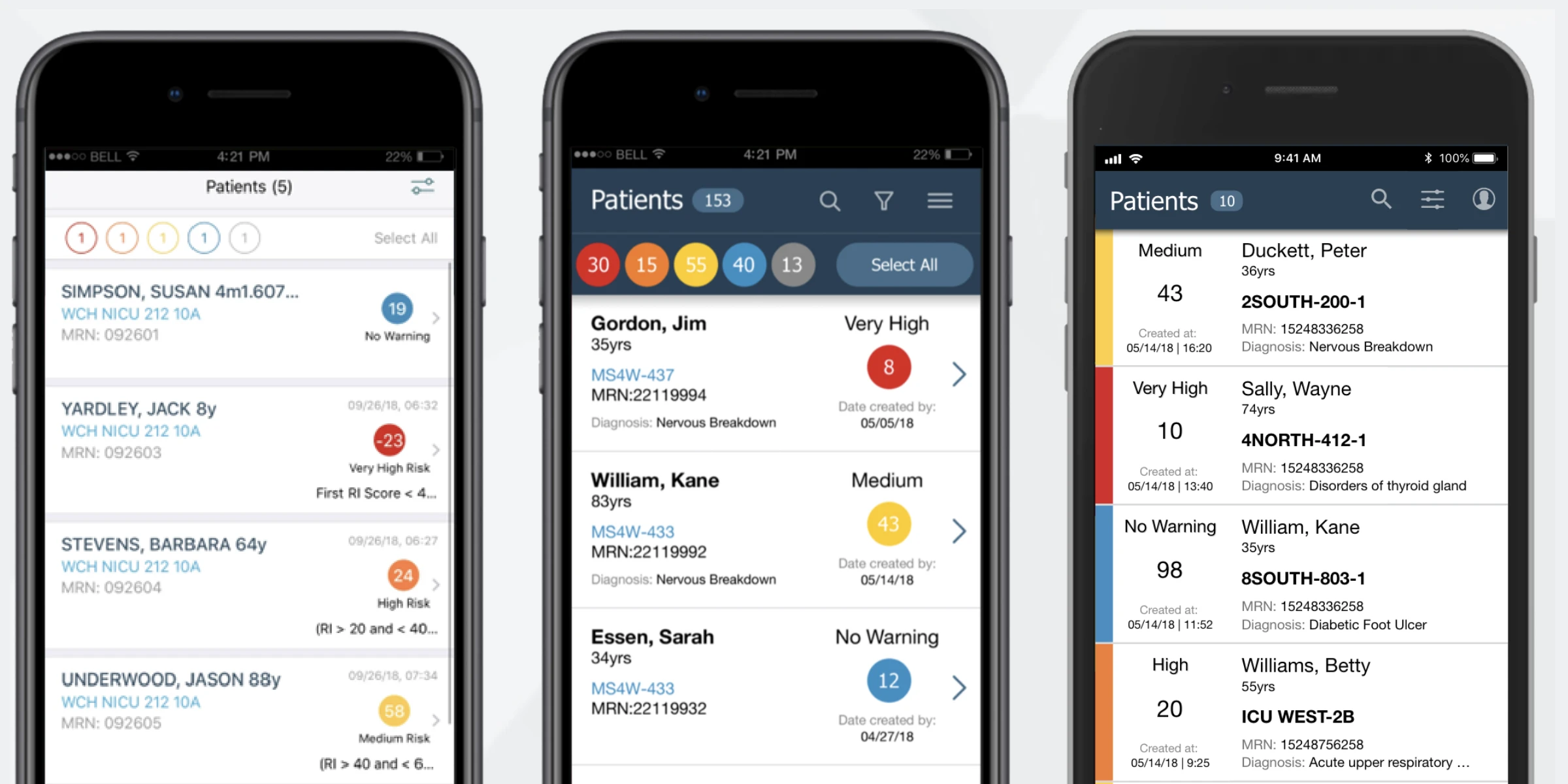 Rothman Index mobile app header iteration showing simplified navigation and information hierarchy