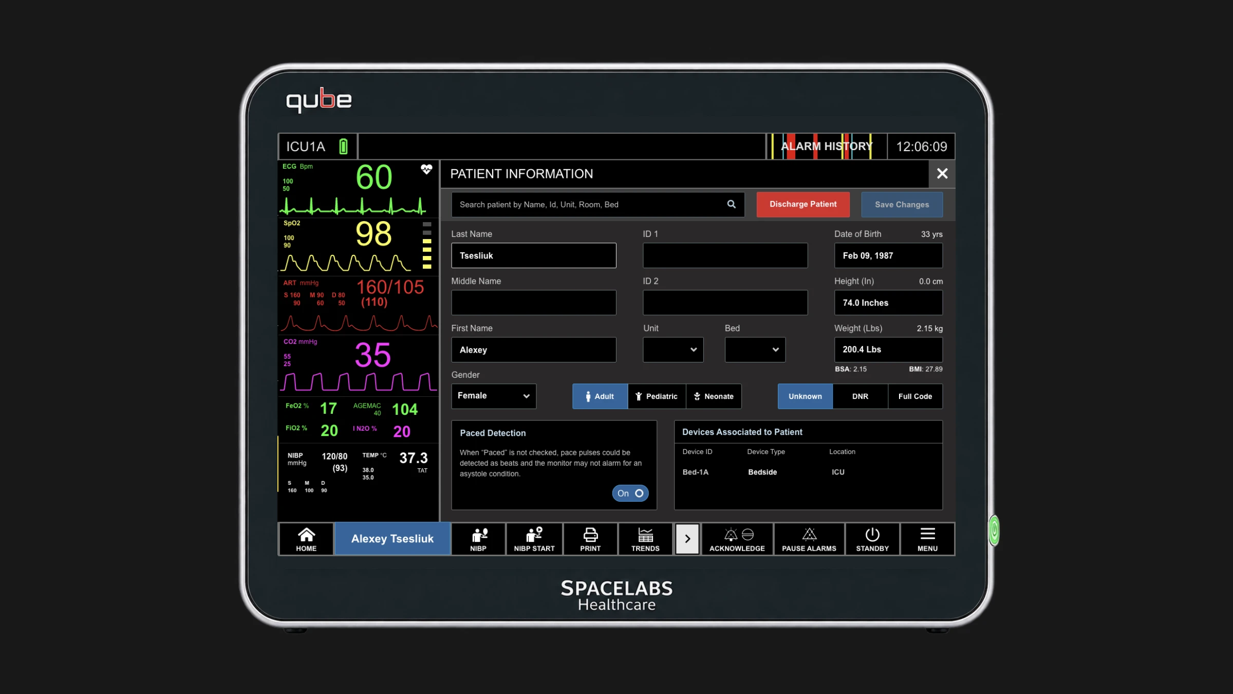Rainer final sidebar showing configurable monitoring inputs for touch devices
